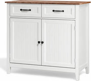 Mobiletto da Cucina, Credenza Ausiliaria con 2 Cassetti e 2 Ante per Cucina, Sala da Pranzo, Soggiorno, 90×40×82 cm,Retro