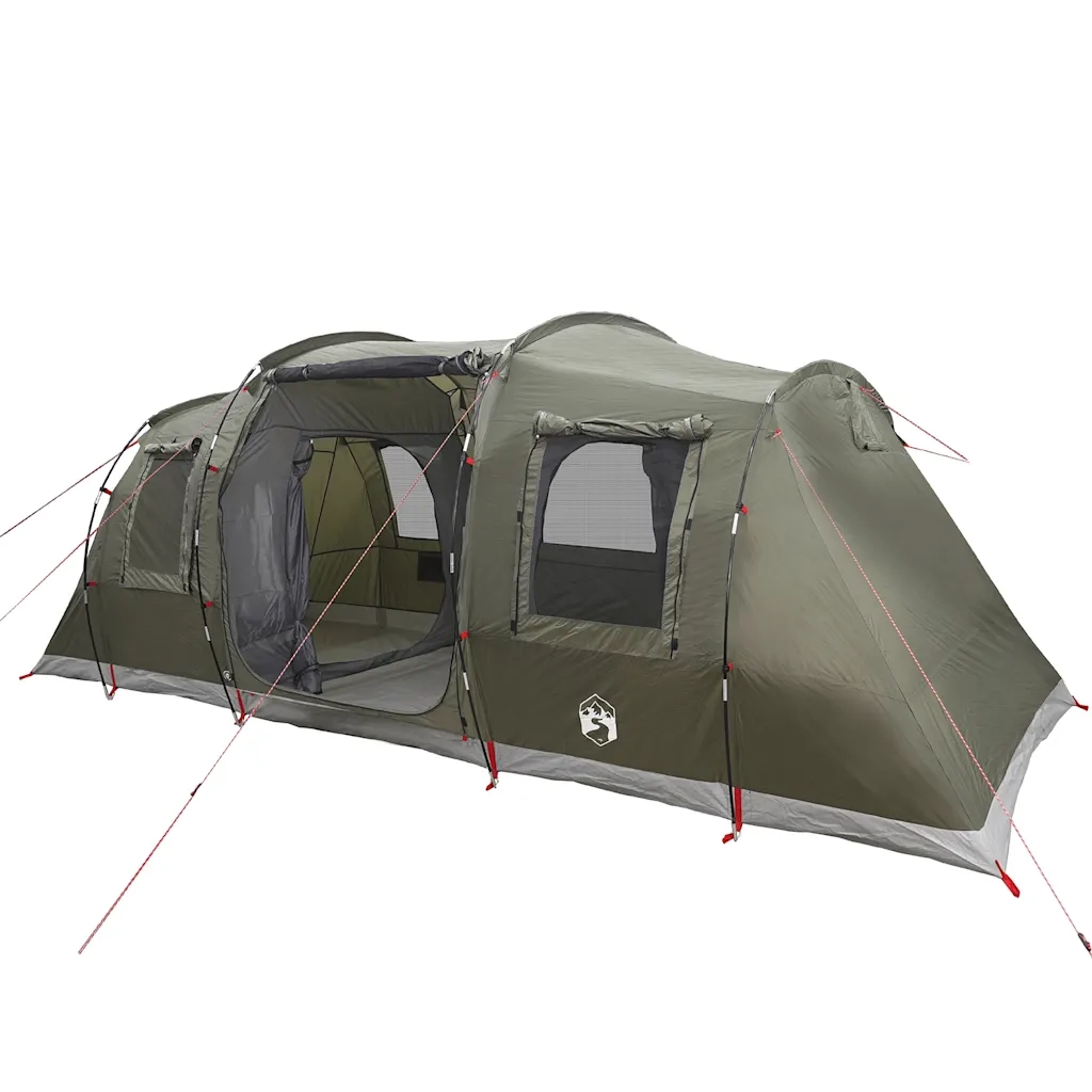Tenda Familiare a Tunnel per 6 Persone Verde Oliva Impermeabile 4009419