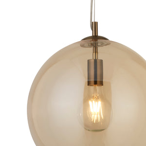 Sospensione Contemporanea Balls Acciaio Adjustable Vetro Ambra 1 Luce E27