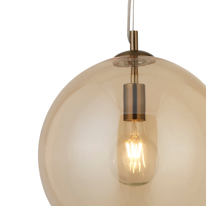 Sospensione Contemporanea Balls Acciaio Adjustable Vetro Ambra 1 Luce E27