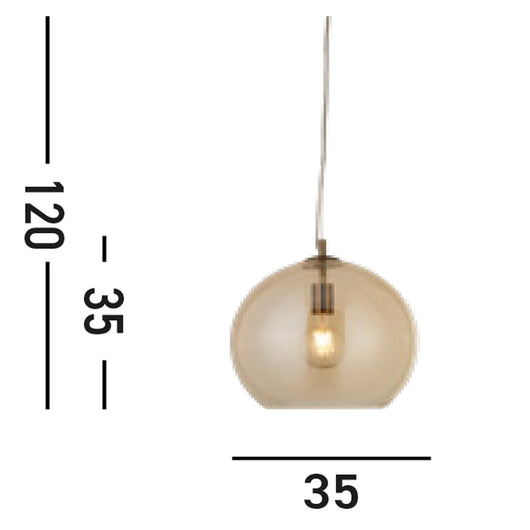 Sospensione Contemporanea Balls Acciaio Adjustable Vetro Ambra 1 Luce E27