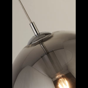 Sospensione Contemporanea Balls Acciaio Cromo Vetro Fumè 1 Luce E27