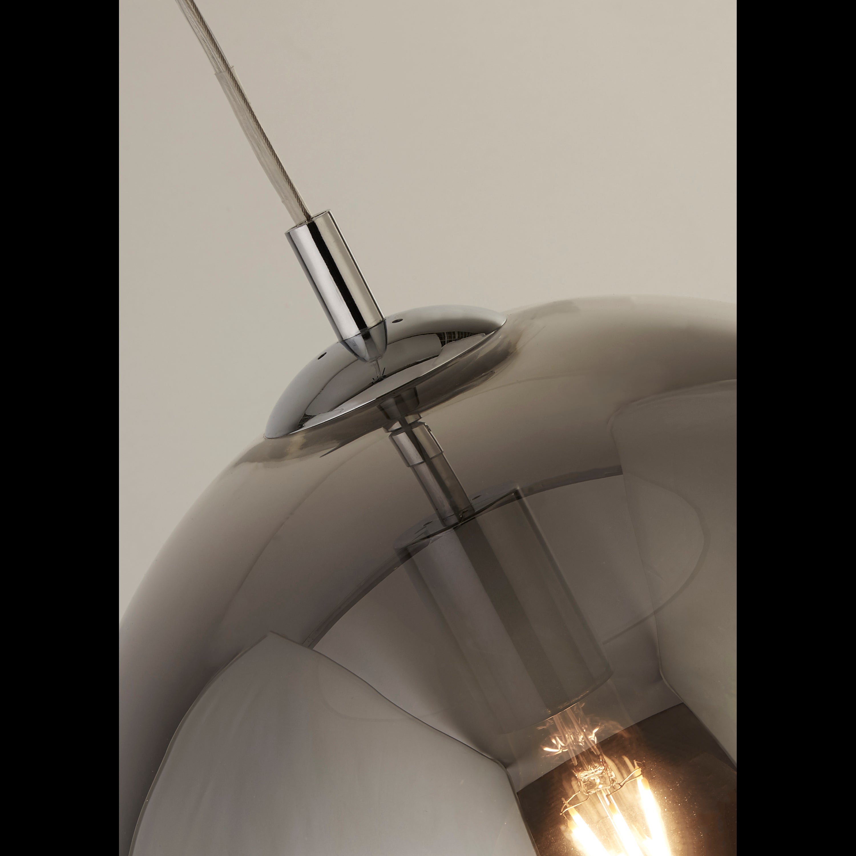 Sospensione Contemporanea Balls Acciaio Cromo Vetro Fumè 1 Luce E27