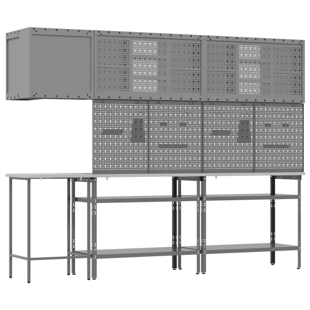 Set di mobili da lavoro con lo scaffale 10 pcs Nero e Grigio 3321516