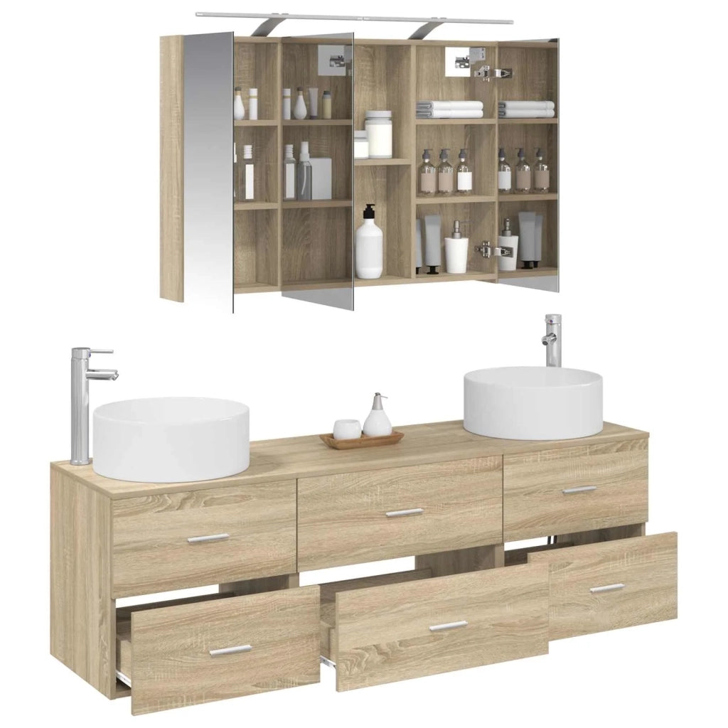 Set di mobili per il bagno 4 pcs Rovere Sonoma 3407057