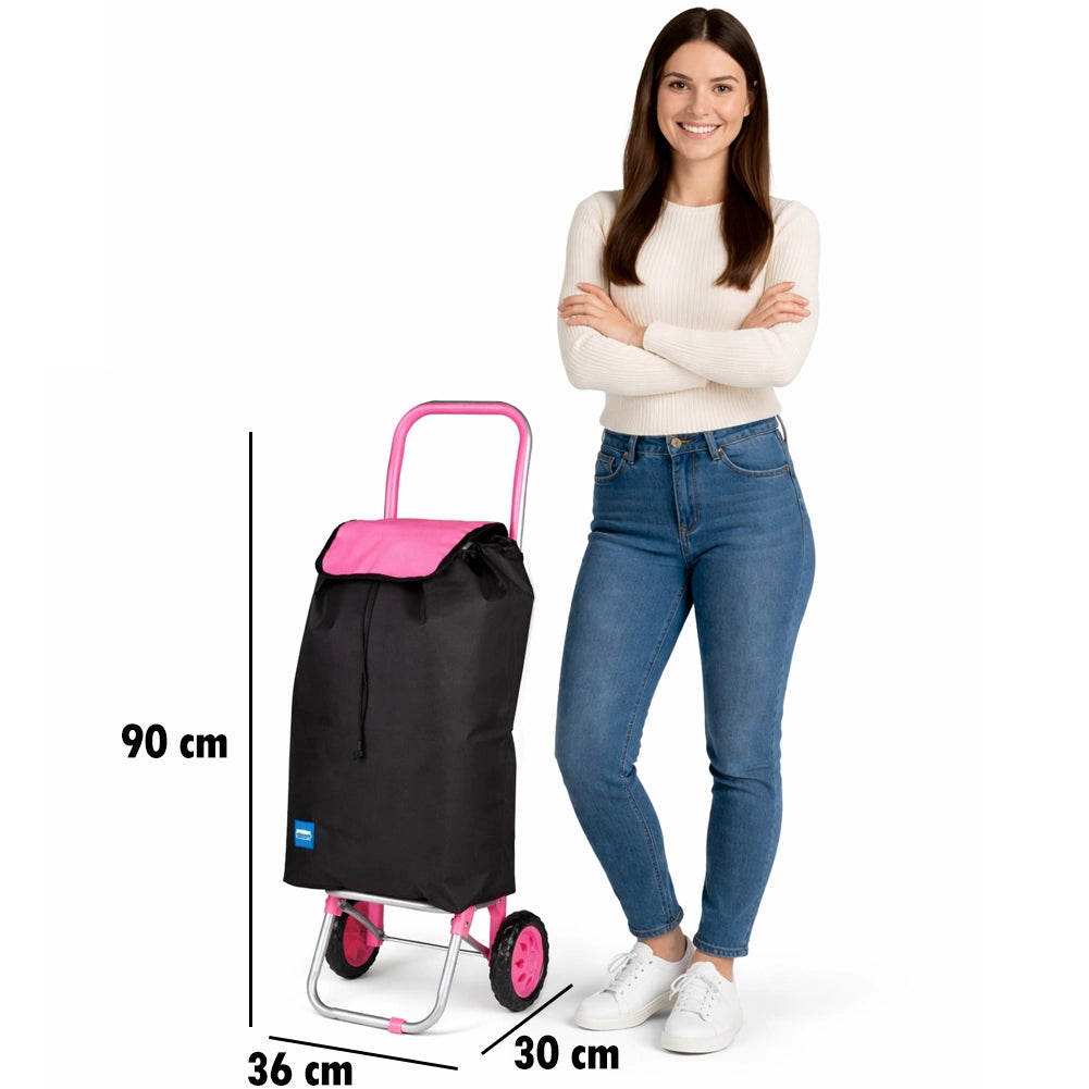 Carrello Poseidon Rosa con Interni Termici Trolley Frigo 35L Ruote 36x30x90cm