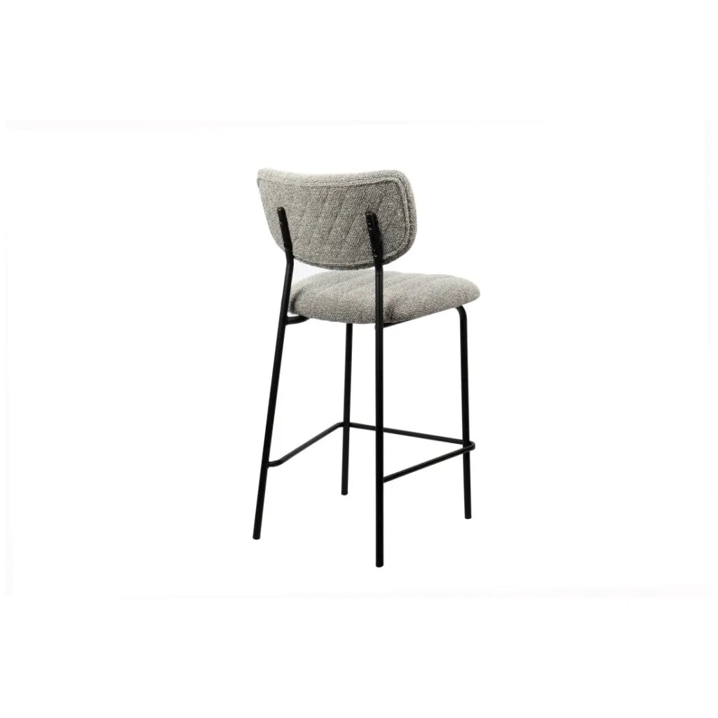 Sedia da banco VENTURA – Tessuto grigio chiaro – Piedi in metallo nero – Altezza 97 cm – Stile design/industriale