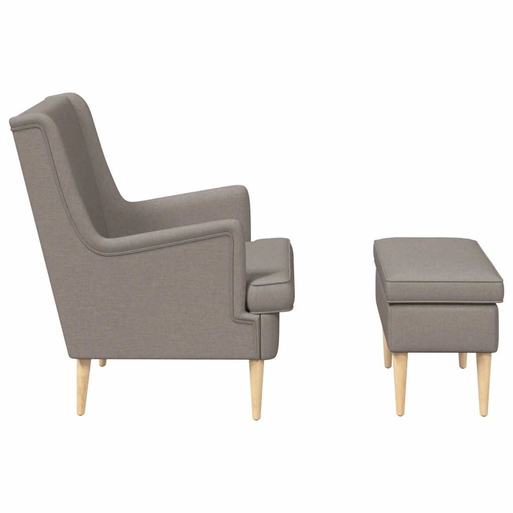 Poltrona con Ottomano 2 pz Tortora Tessuto 3418815