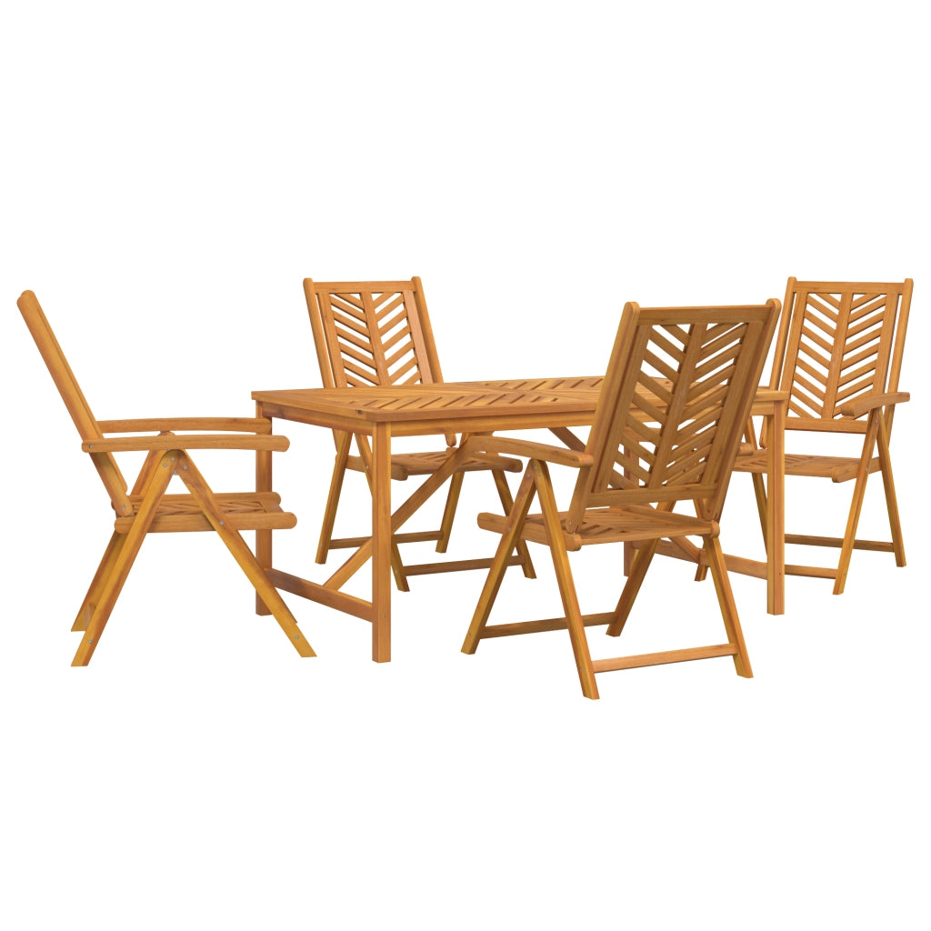 Set da Pranzo da Giardino a 5 Pezzi in Legno Massello di Acacia