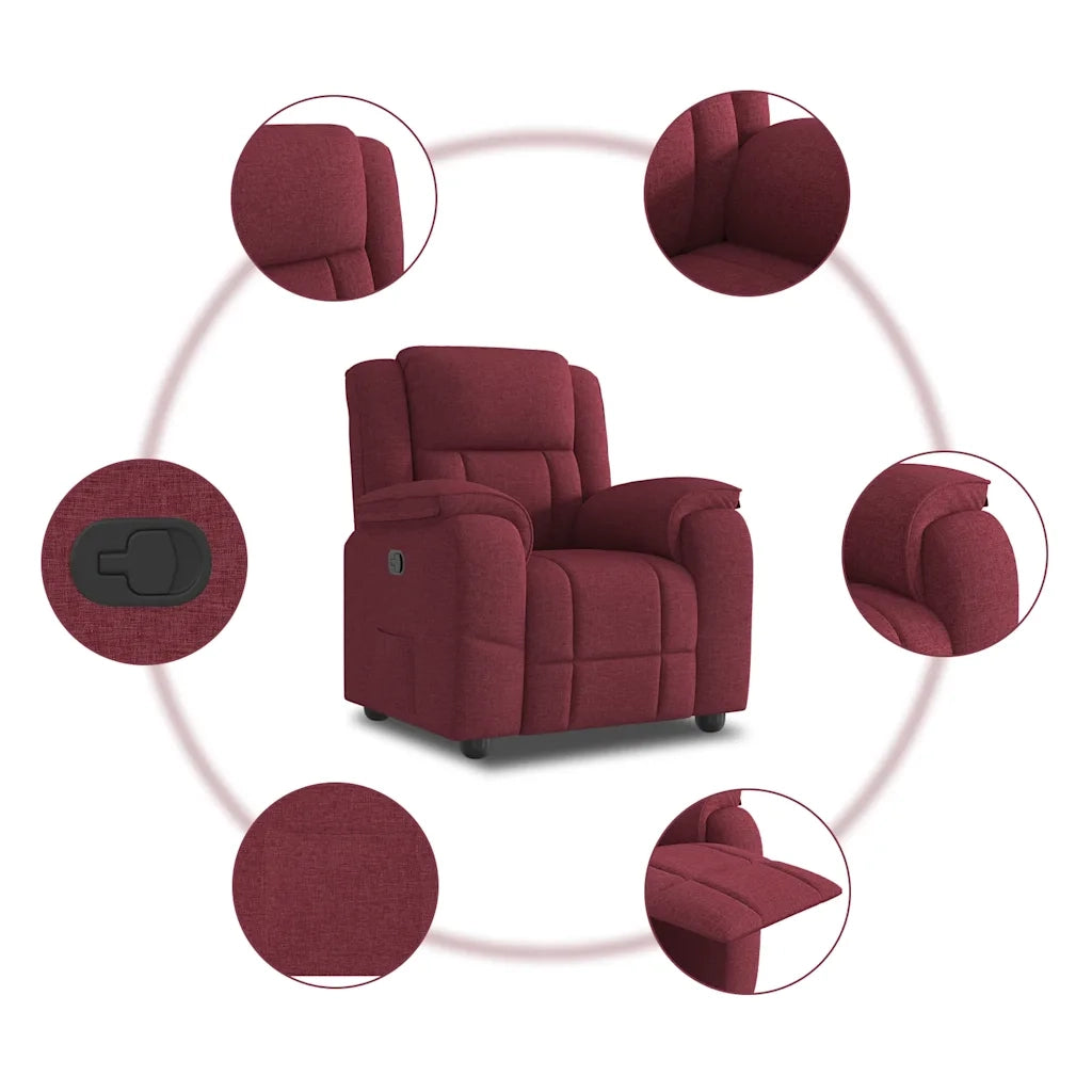 Divano Sedia-Poltrona Reclinabile in Tessuto Rosso Vino 866342