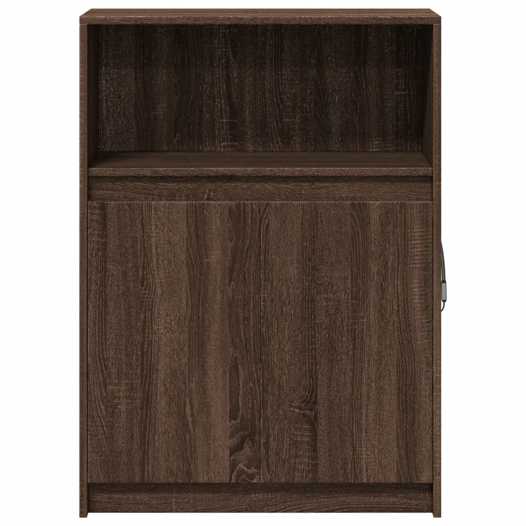 Credenza | Madia | Buffet da pranzo | Armadio da pranzo con LED Rovere Marrone 72x34x100 cm Legno Multistrato