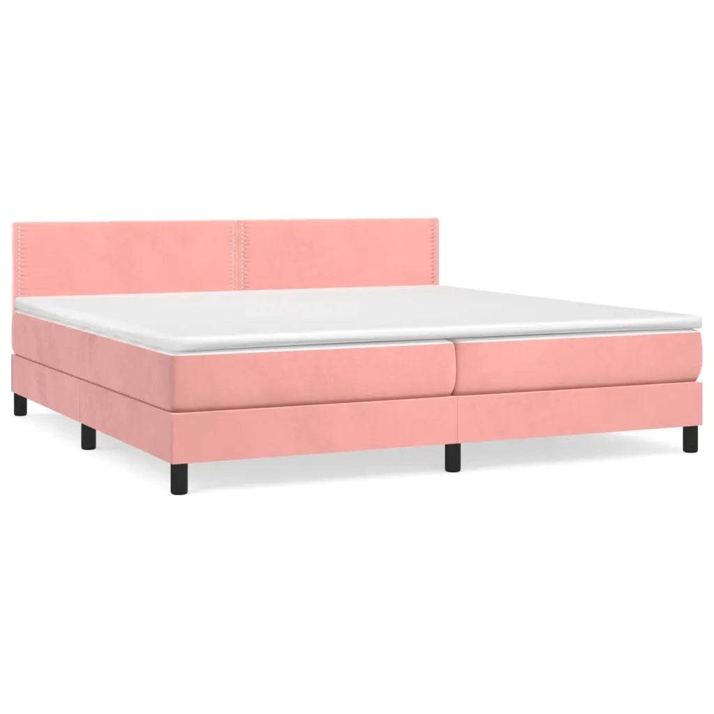 Giroletto a Molle con Materasso Rosa 200x200 cm in Velluto 3141268