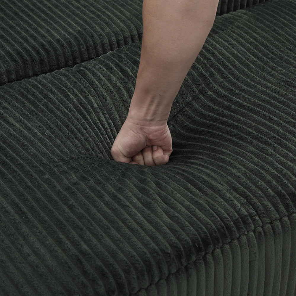 Poltrona oversize - Xylo - Velluto costato con tasche laterali, pouf e nessun assemblaggio