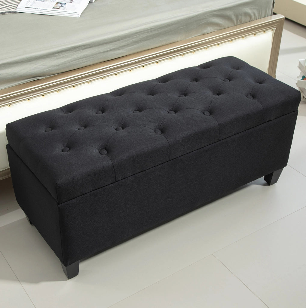 Panca contenitore imbottita nera 100 x 40 x 44 cm