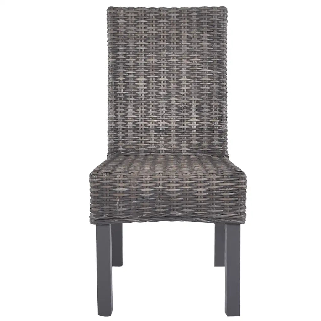Sedie da Pranzo 2 pz | Sedie da cucina Marroni in Rattan Kubu e Legno di Mogano