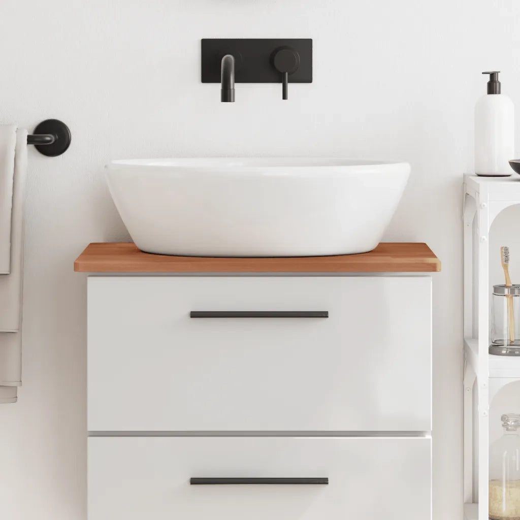 vidaXL Piano Bagno 60x40x1,5 cm Legno Massello di Faggio