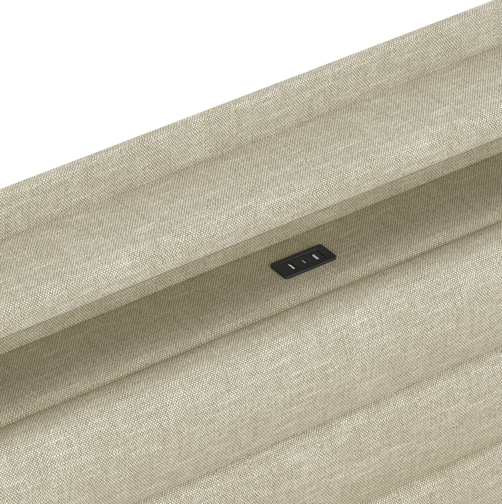 Letto imbottito con contenitore, LED e porte di ricarica