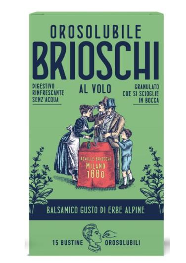 BRIOSCHI OROSOLUBILI DIGESTIVO RINFRESCANTE SENZA ACQUA GRANULATO CHE SI SCIOGLIE IN BOCCA GUSTO ERBE ALPINE 15 BUSTINE