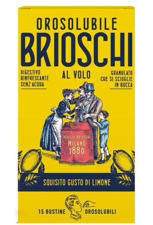 BRIOSCHI OROSOLUBILI DIGESTIVO RINFRESCANTE SENZA ACQUA GRANULATO SI SCIOGLIE IN BOCCA GUSTO LIMONE 15 BUSTINE