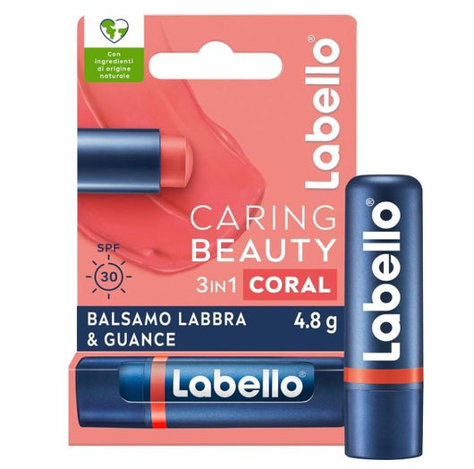 LABELLO BALSAMO LABBRA E GUANCE 3 IN 1 CON INGREDIENTI DI ORIGINE NATURALE COLORE CORAL