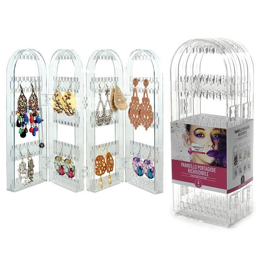 PANNELLO PORTAGOIE PIEGHEVOLE APPENDINO 4PANNELLI ACCESSORI GIOIELLI ORECCHINI L42XH28,5 CM
