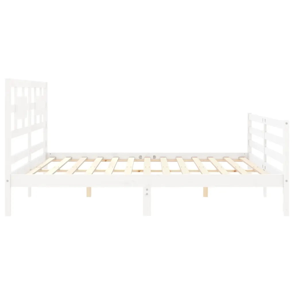Giroletto con Testiera-Struttura Letto con testiera Bianco 200x200 cm in Legno Massello 898930