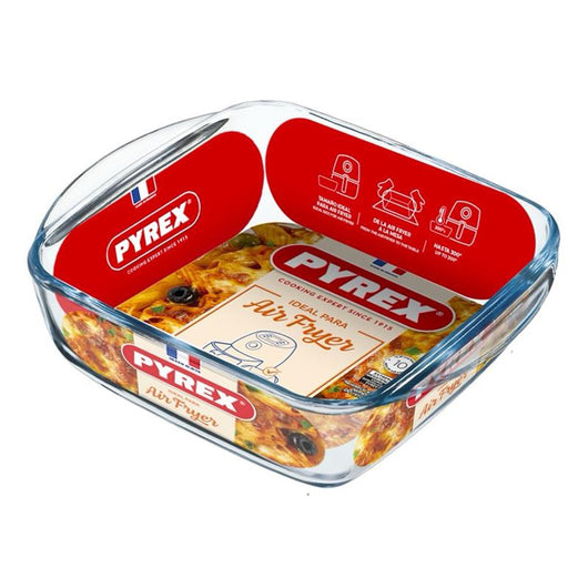 PYREX TEGLIA QUADRATA PER FRIGGITRICE AD ARIA 25X22X7 CM IN VETRO