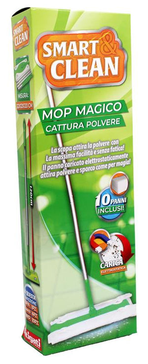 SCOPA MOP MAGICO CATTURA POLVERE 36X12 CM CON 10 PANNI INCLUSI