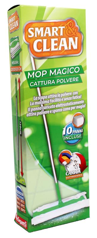 SCOPA MOP MAGICO CATTURA POLVERE 36X12 CM CON 10 PANNI INCLUSI