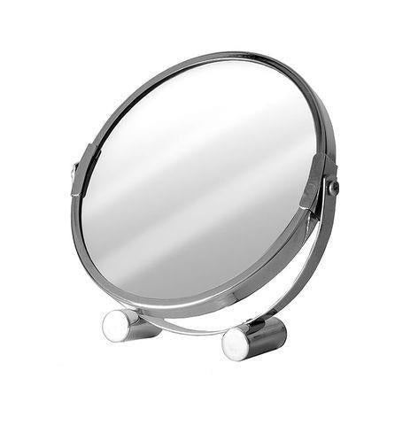 SPECCHIO DOPPIO IN METALLO CROMATO DIEMTRO 17X18 H CM LATO NORMALE E LATO INGRANDIMENTO X2