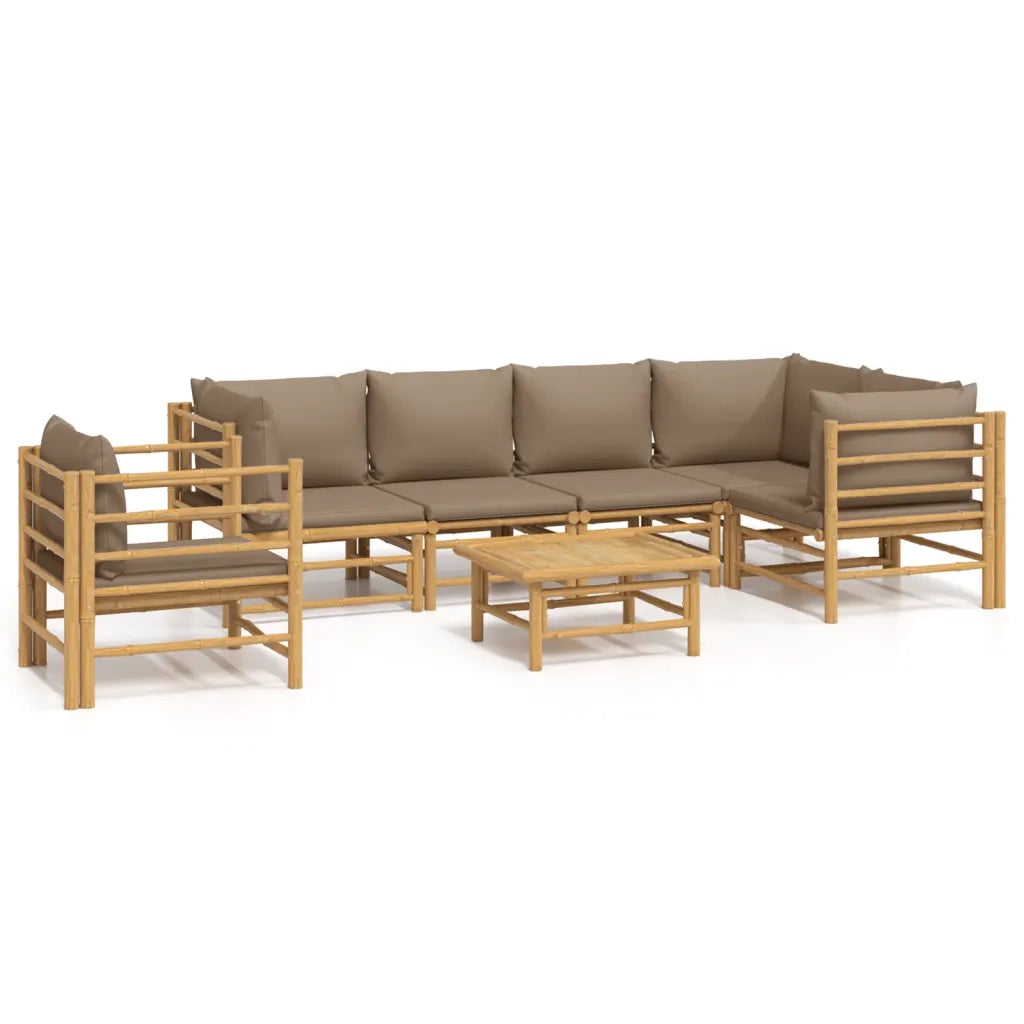 Set Salotto da Giardino 7pz con Cuscini Tortora BambÃ¹cod mxl 100295