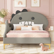 Letto per bambini a forma di dinosauro grigio 90 x 200 cm