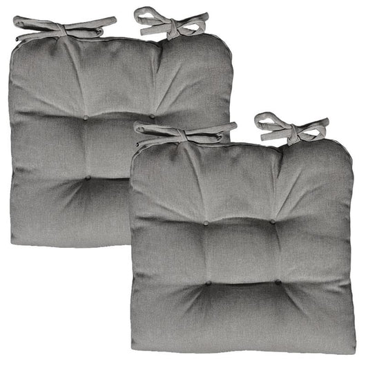 SET 2 CUSCINI DA SEDUTA COLORE GRIGIO 38X38X8 CM IMBOTTITURA MORBIDA PROVVISTI DI LACCI LAVABILI A 30°