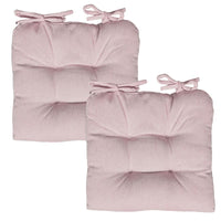 SET 2 CUSCINI DA SEDUTA COLORE ROSA 38X38X8 CM IMBOTTITURA MORBIDA PROVVISTI DI LACCI LAVABILI A 30°