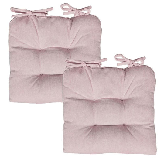 SET 2 CUSCINI DA SEDUTA COLORE ROSA 38X38X8 CM IMBOTTITURA MORBIDA PROVVISTI DI LACCI LAVABILI A 30°