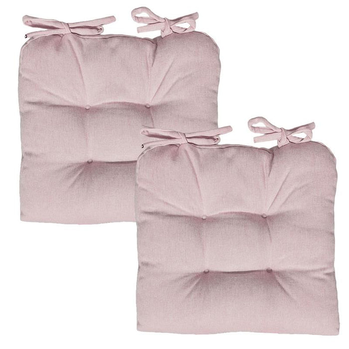 SET 2 CUSCINI DA SEDUTA COLORE ROSA 38X38X8 CM IMBOTTITURA MORBIDA PROVVISTI DI LACCI LAVABILI A 30°