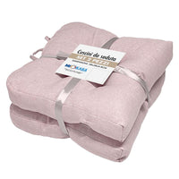 SET 2 CUSCINI DA SEDUTA COLORE ROSA 38X38X8 CM IMBOTTITURA MORBIDA PROVVISTI DI LACCI LAVABILI A 30°
