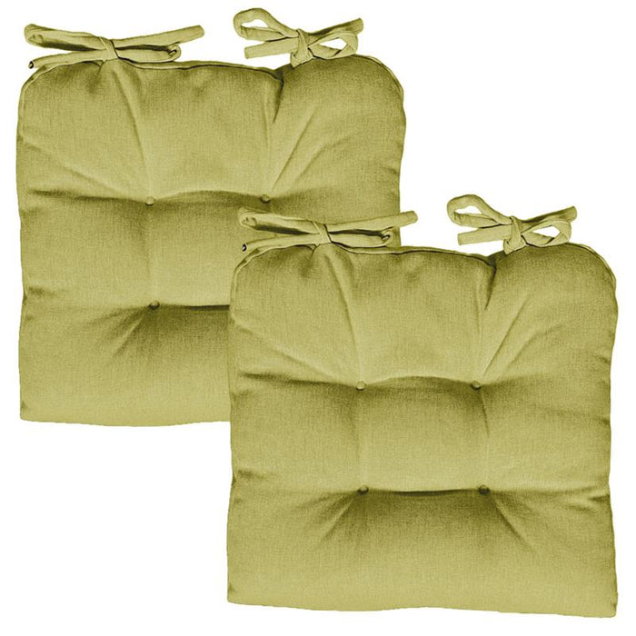 SET 2 CUSCINI DA SEDUTA COLORE VERDE 38X38X8 CM IMBOTTITURA MORBIDA PROVVISTI DI LACCI LAVABILI A 30°