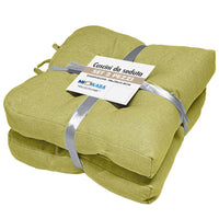 SET 2 CUSCINI DA SEDUTA COLORE VERDE 38X38X8 CM IMBOTTITURA MORBIDA PROVVISTI DI LACCI LAVABILI A 30°