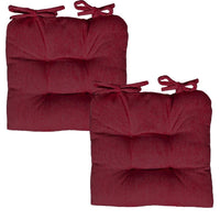 SET 2 CUSCINI DA SEDUTA COLORE ROSSO 38X38X8 CM IMBOTTITURA MORBIDA PROVVISTI DI LACCI LAVABILI A 30°