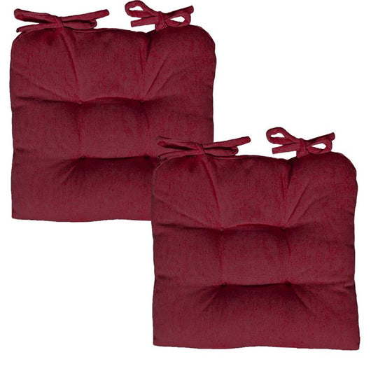 SET 2 CUSCINI DA SEDUTA COLORE ROSSO 38X38X8 CM IMBOTTITURA MORBIDA PROVVISTI DI LACCI LAVABILI A 30°