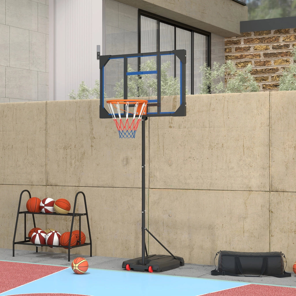 Canestro Basket Bambini Regolabile 210-260 cm con Ruote e Base ¨C zephmum ¨C Blu