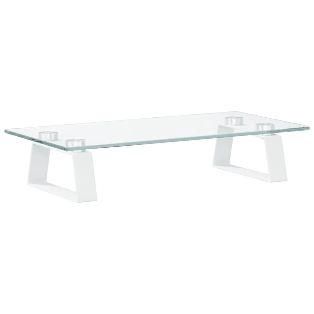 Supporto per monitor mobile da scrivania 40 x 20 x 8 cm vetro temperato e metallo bianco 02_0044859