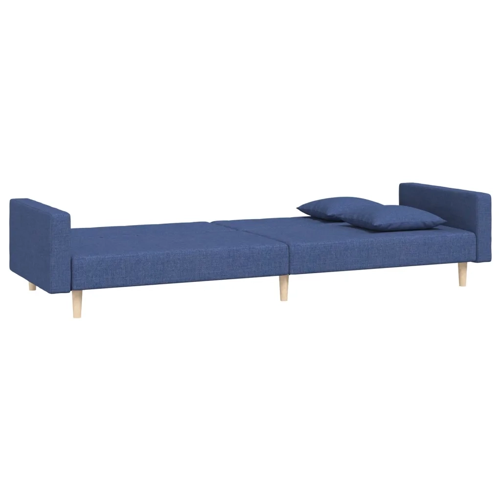 Divano letto | Sof¨¤ letto | Letto singolo a 2 Posti con 2 Cuscini Blu in Tessuto