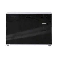MOBILETTO CONSOLLE CON ANTE E CASSETTI 106 X 76 X 35 CM NERO LUCIDO