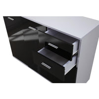 MOBILETTO CONSOLLE CON ANTE E CASSETTI 106 X 76 X 35 CM NERO LUCIDO