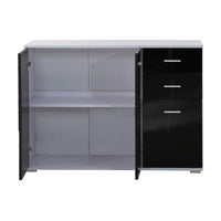 MOBILETTO CONSOLLE CON ANTE E CASSETTI 106 X 76 X 35 CM NERO LUCIDO