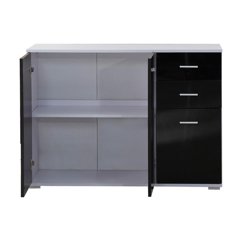 MOBILETTO CONSOLLE CON ANTE E CASSETTI 106 X 76 X 35 CM NERO LUCIDO