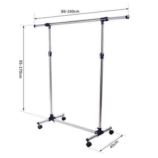 STENDER APPENDIABITI LARGHEZZA E ALTEZZA REGOLABILI CON RUOTE IN ACCIAIO INOX