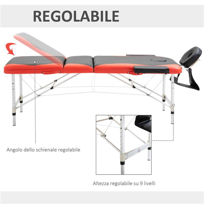 LETTINO MASSAGGI PORTATILE PIEGHEVOLE E PROFESSIONALE IN ALLUMINIO